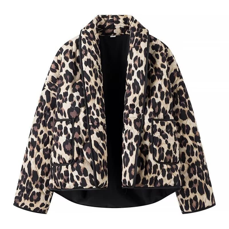 Women's Clothing Winter New Retro Leopard Print Cotton Jacket Women's Floral Cotton Jacket
