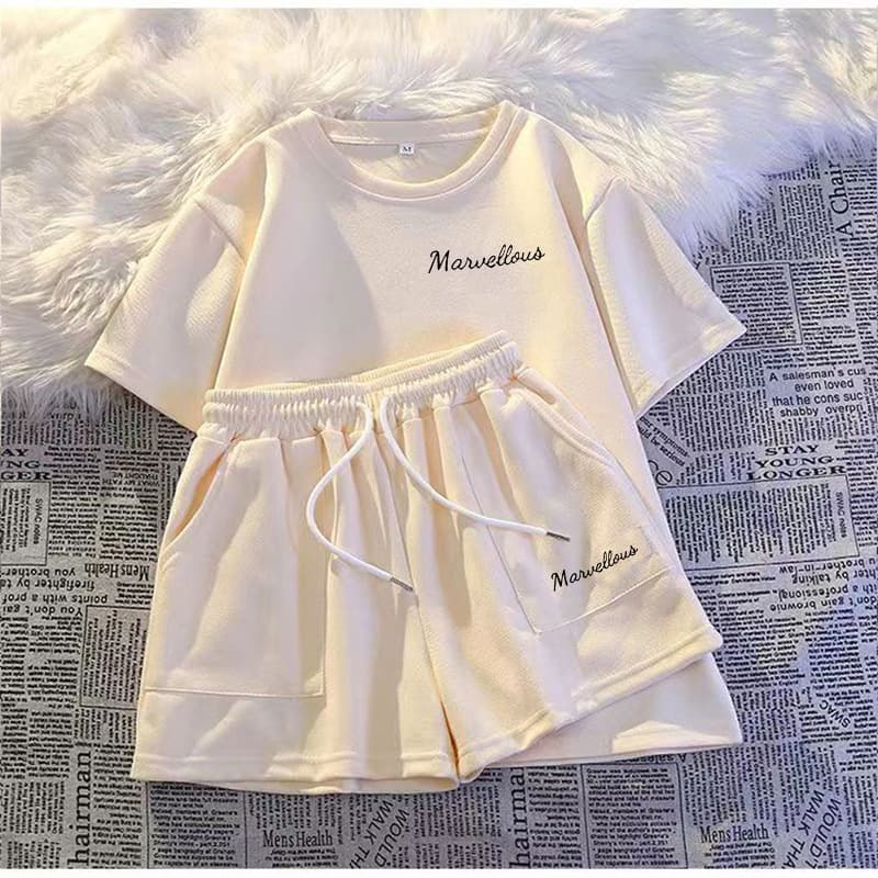 Women’s Clothing Casual Running Sportswear Suit For Women In Summer Style Loose White Short Sleeved Shorts Student Two Piece Suit Trendy