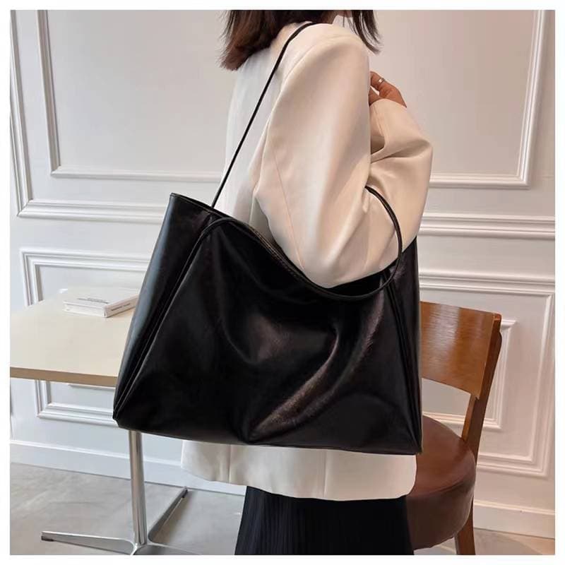Women Tote Bag Fashion Underarm Pouch Large Capacity Soft Pu Leather Shoulder Bag Retro Crossbody Bag Casual Portable Bucket Ba