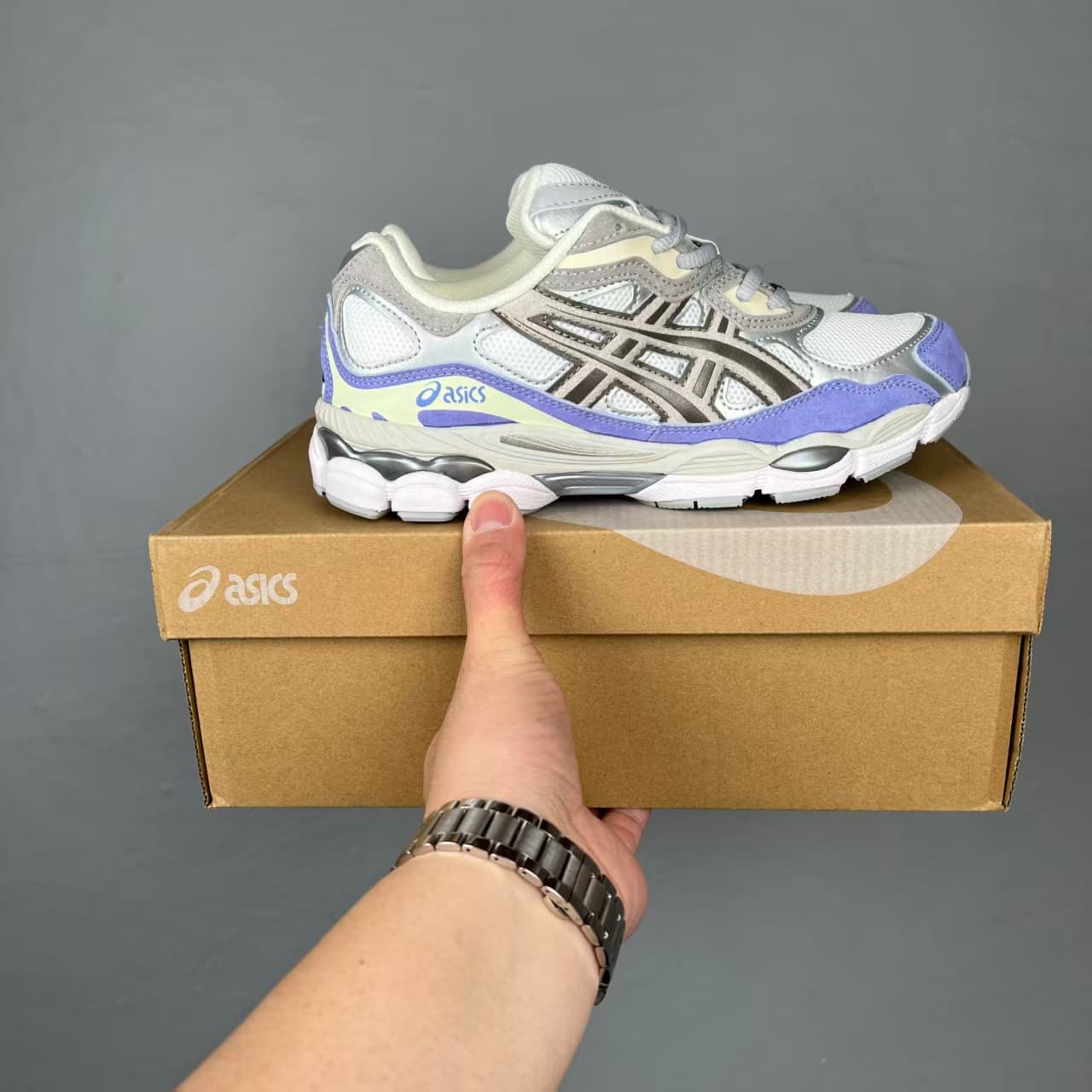 GEL_NYC Pure Original Nouveau Style Chaussures de course basses bleues en maille patchwork résistante à l'usure, respirantes et amortissantes.