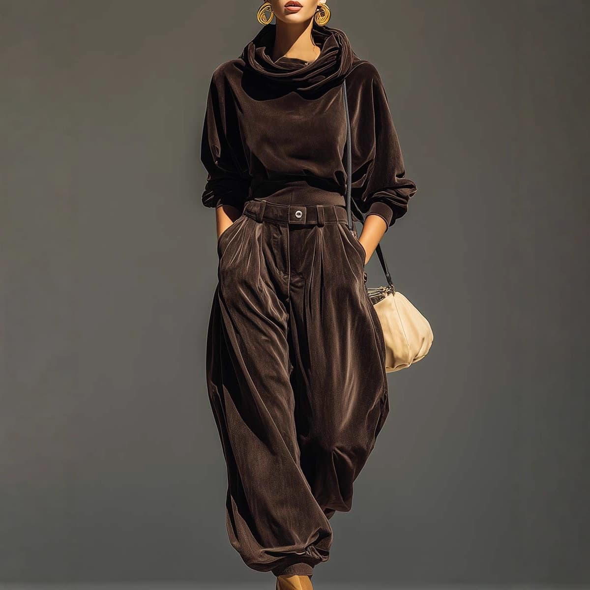Women's Velvet Hoodie & Jogger Pants Set – Korean Fleece Loungewear (Coffee/Purple/Blue) | S-XXL
