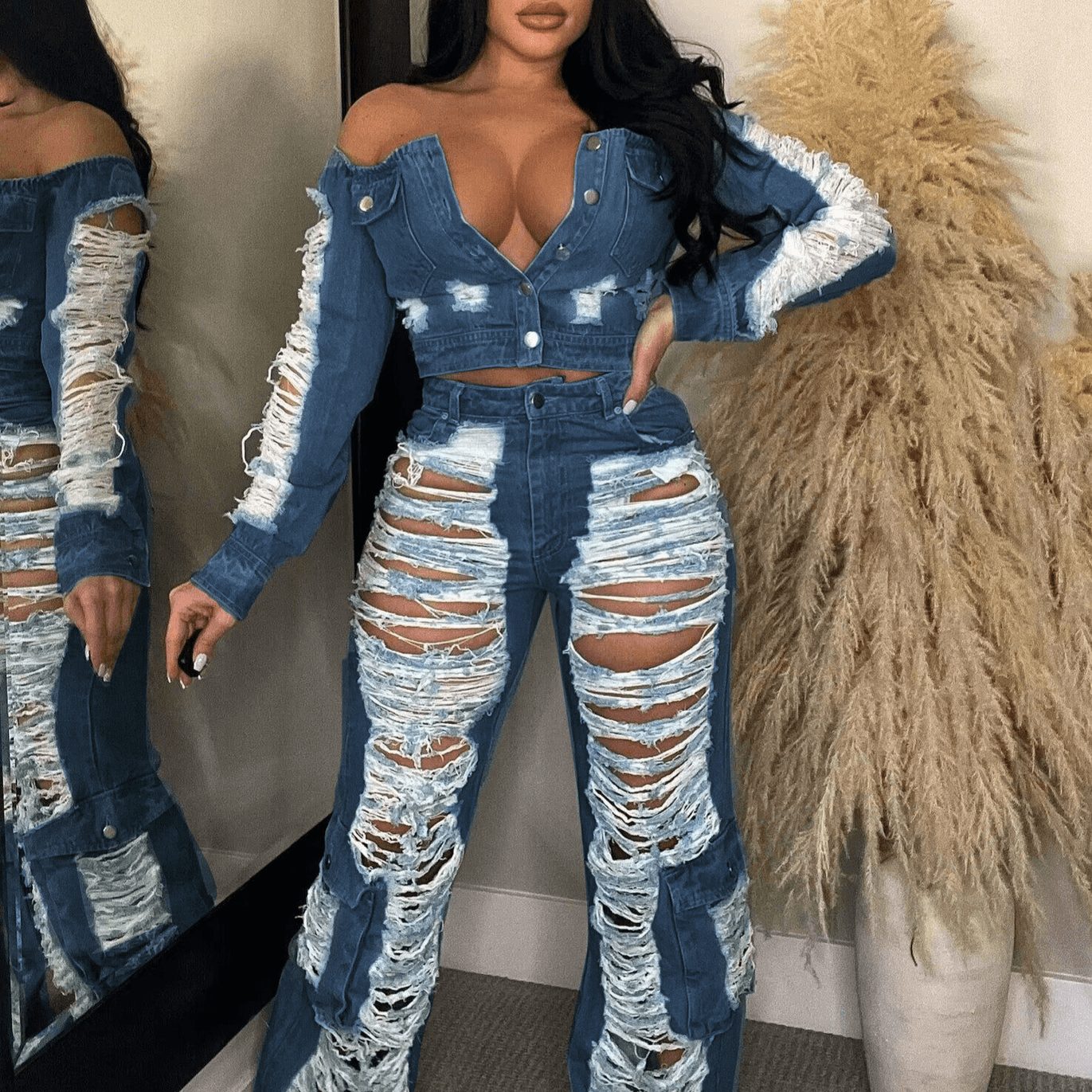 Women's Fashion Casual Ripped Cross-border Jeans