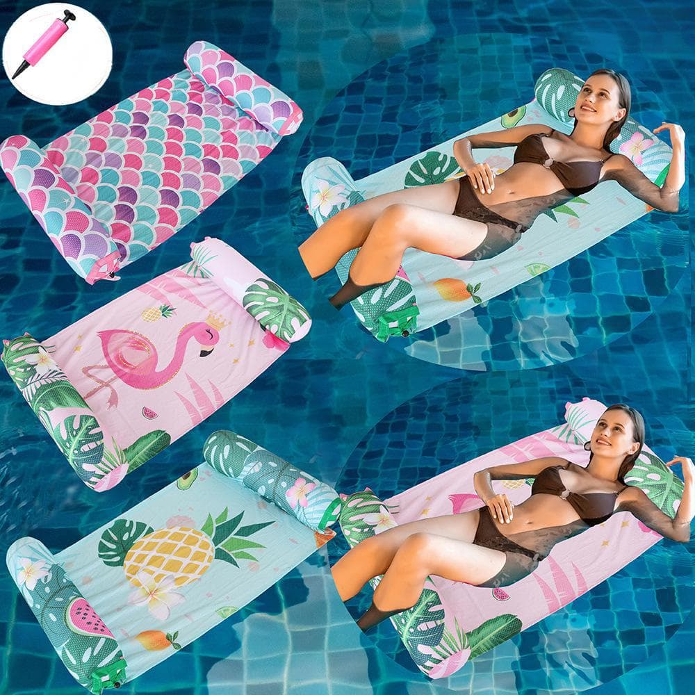 Premium Inflatable Floating Lounger Foldable Mesh Fabric Cover With Adjustable Backrest Quick Dry Design For Pool Lake Beach