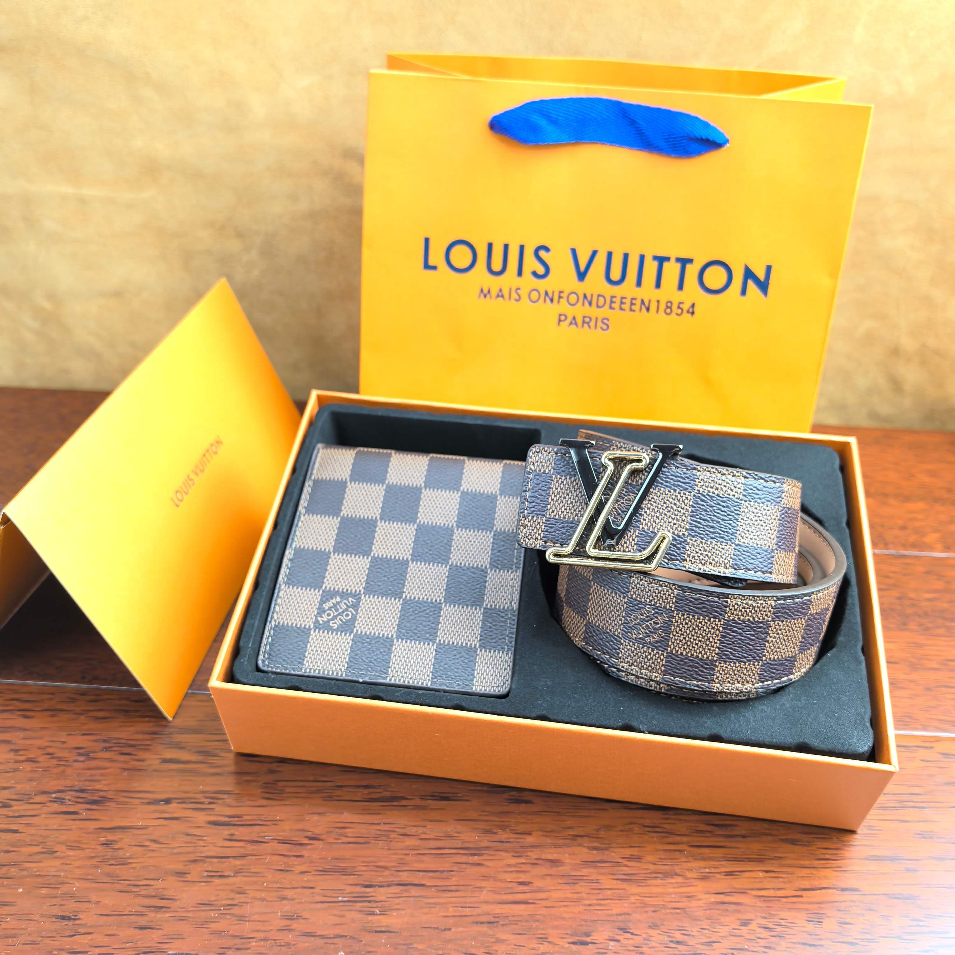 Coffret cadeau - Combinaison portefeuille et ceinture pour homme, luxueuse et tendance