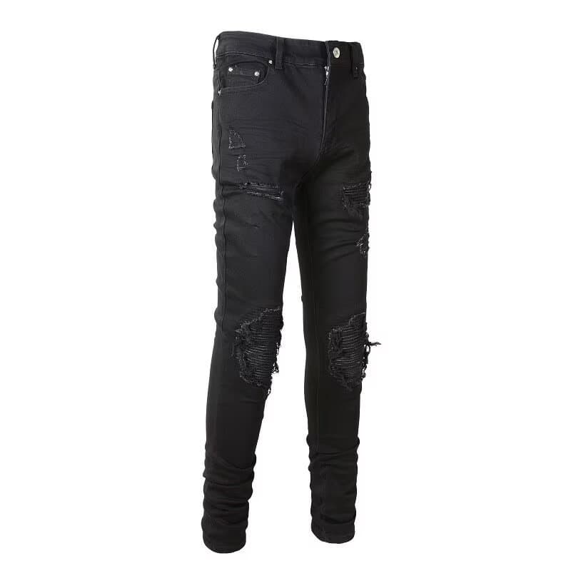 Men's Clothing Trendy Skinny Jeans Washed Scratched Patches Paint Graffiti Stretch Slim Jeans