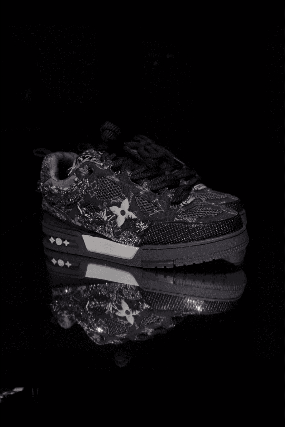 Chaussures basses à strass noires pour hommes et femmes, idéales pour le skateboard. Le même strass # Recommandation de cadeau