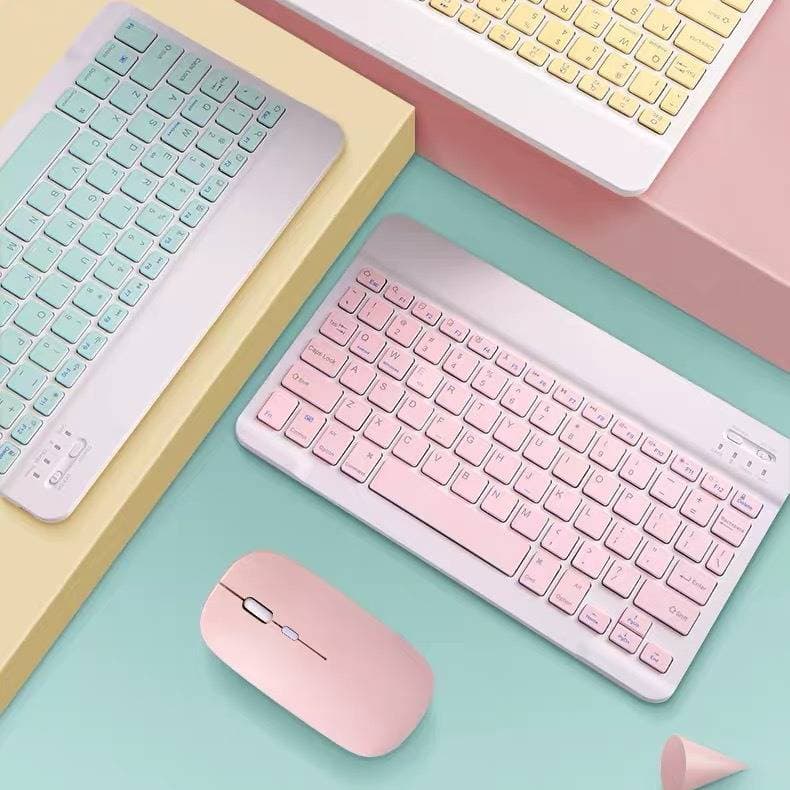 Bluetooth keyboard ipad tablet mobile phone universal colour black and white mini keyboard light portable mouse set 10 inch