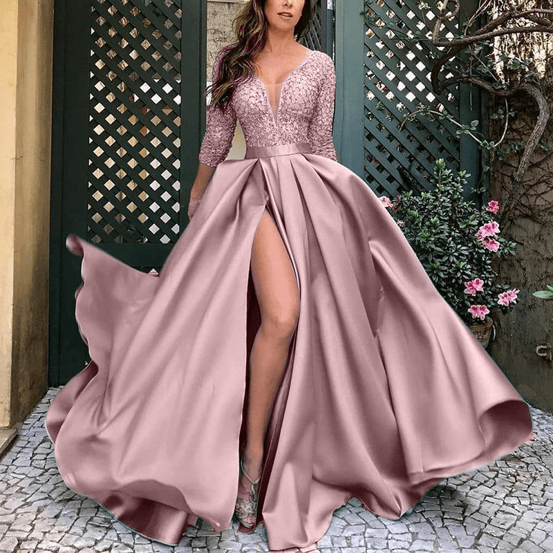 Women's Clothing Hot Stamping Big Swing Sexy Long Skirt Tail Banquet Evening Dress Jumpsuit