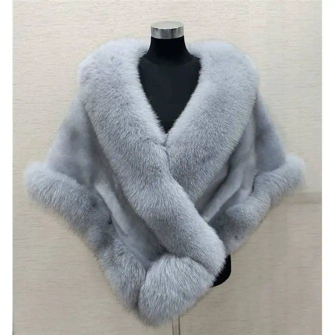 Women's Clothing 2024 Winter New Mink Fox Fur Shawl Women's Cape Fur Coat Large Dress Shawl
