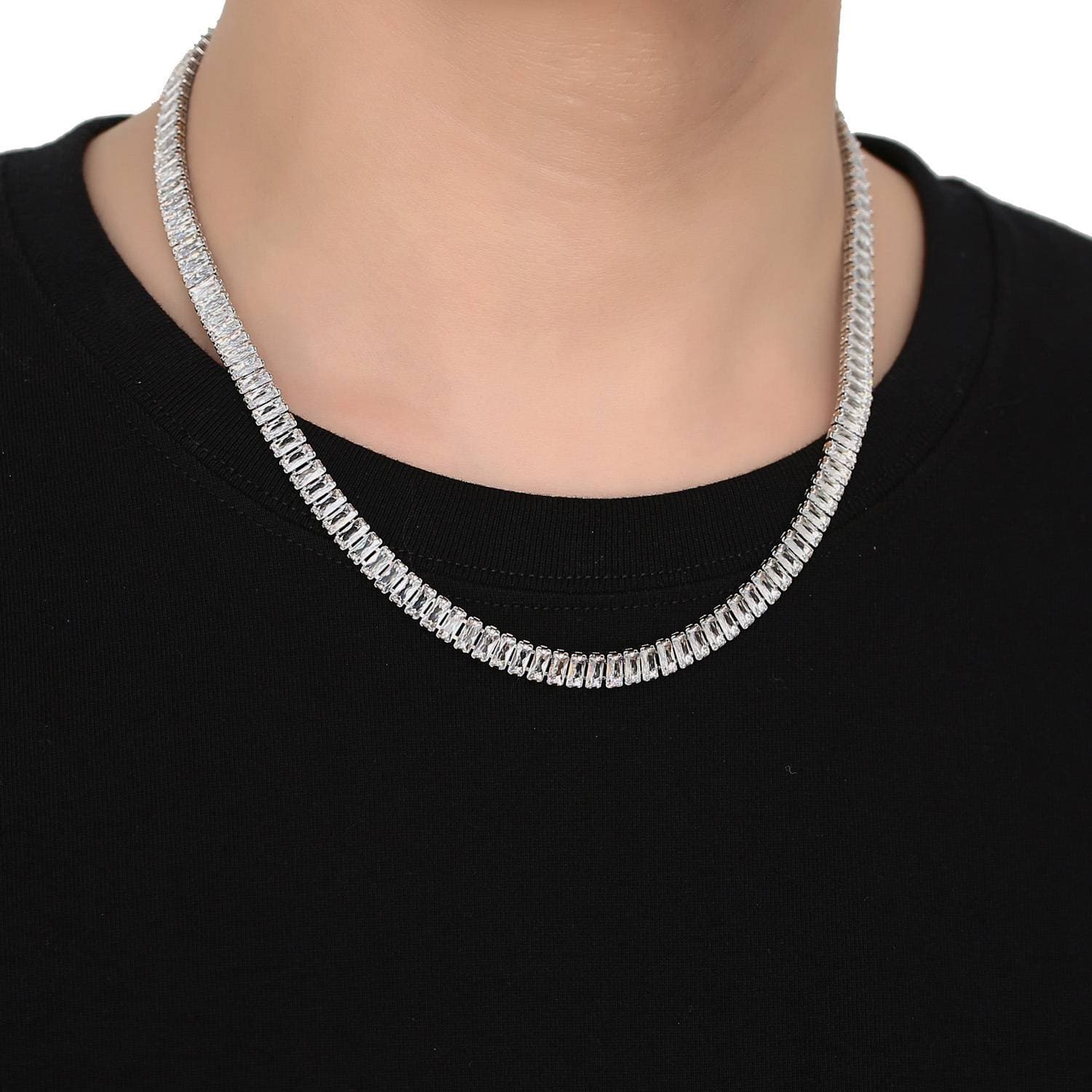 Women's Jewelry Trendy Cuban Link Chain With Full Zirconia Inlay, Minimalist Geometric Statement Necklace For Women And Men, Sizes 18-60cm