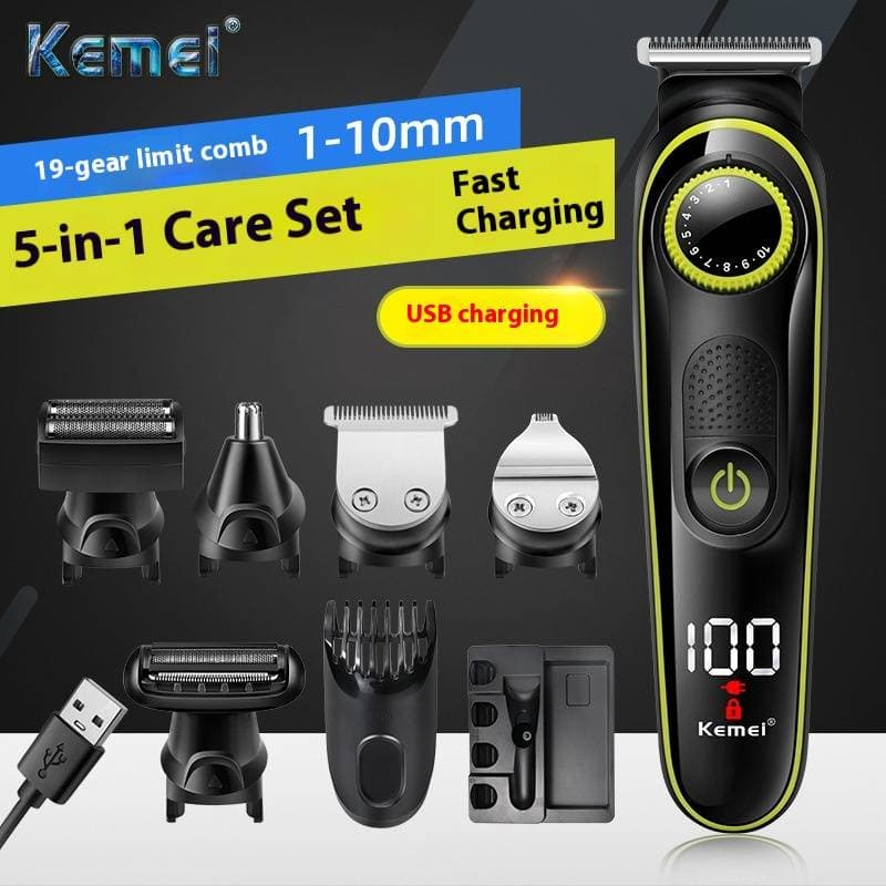 5-in-1 Professional Hair Clipper Kit - Electric Hair Trimmer For Men With Nose Hair Trimmer & Detailer For Bald Fade, Beard & Body Grooming​