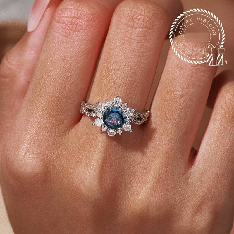 Minimalist Full Diamond Snowflake Ring for Men Copper Zircon Setting Classic Fashionable Geometric Jewelry