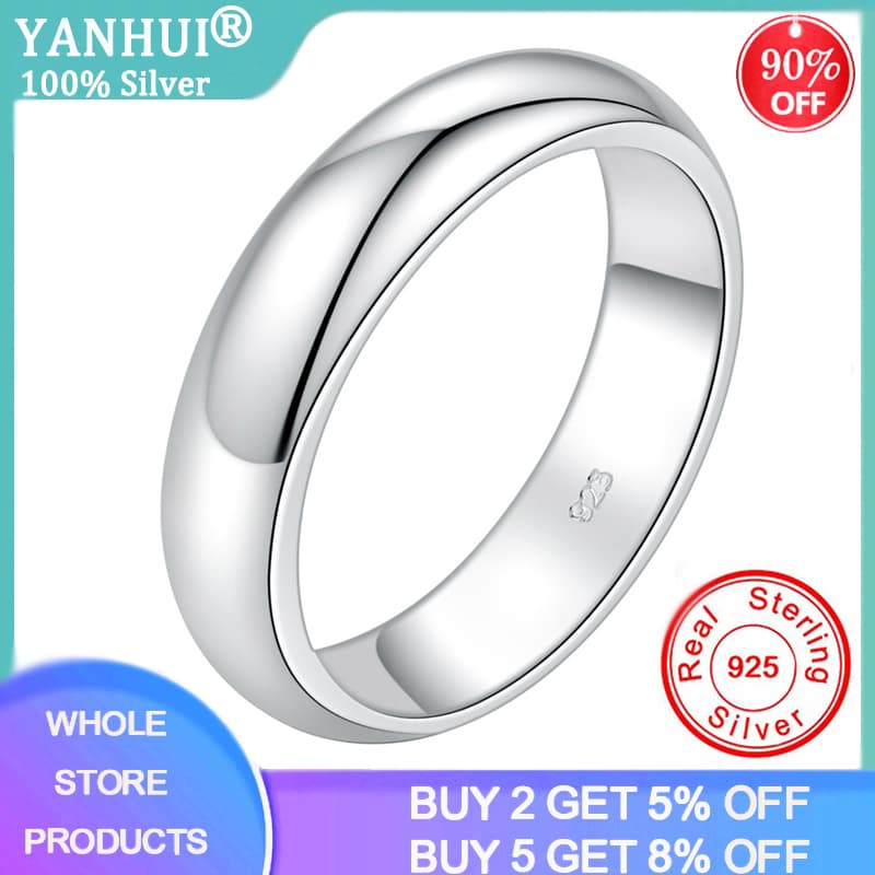 Fashion Never Fade Simple 4mm Glossy Stainless Steel Ring Couple's Sier Color Wedding Bands for Women Men Gift Engaged Jewelry