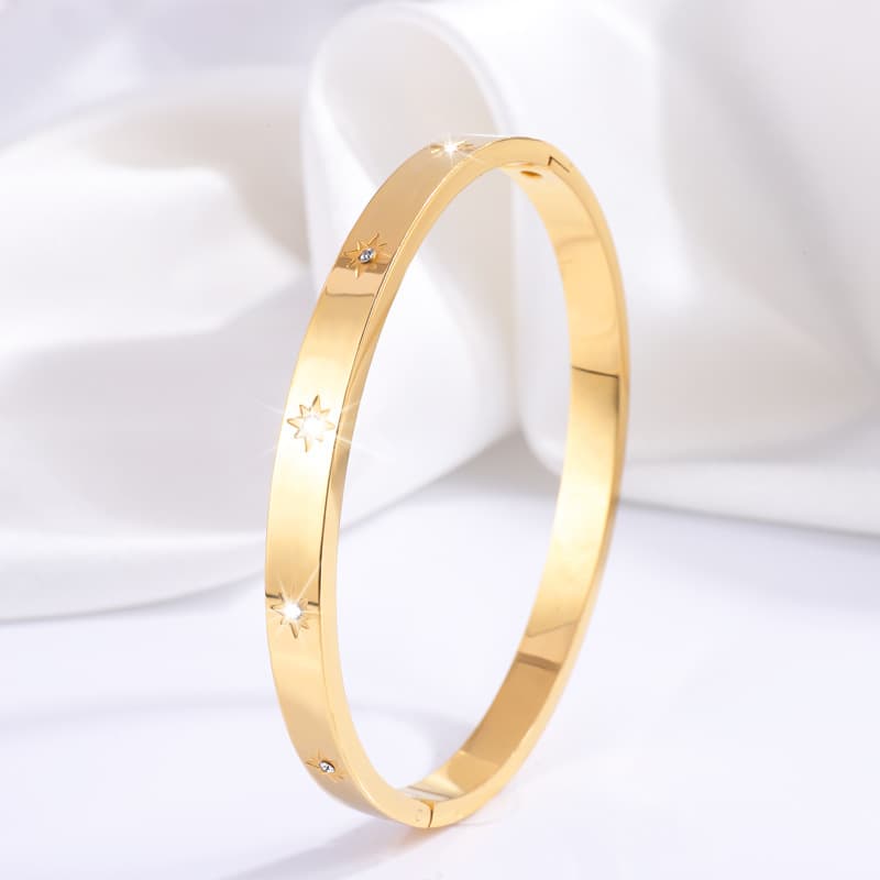 Diamond Bracelet Women Bracelets Gold Titanium Steel Bracelet New Eight-Pointed Star Titanium Steel For Women, High-End Real Gold Plating, Non-Fading