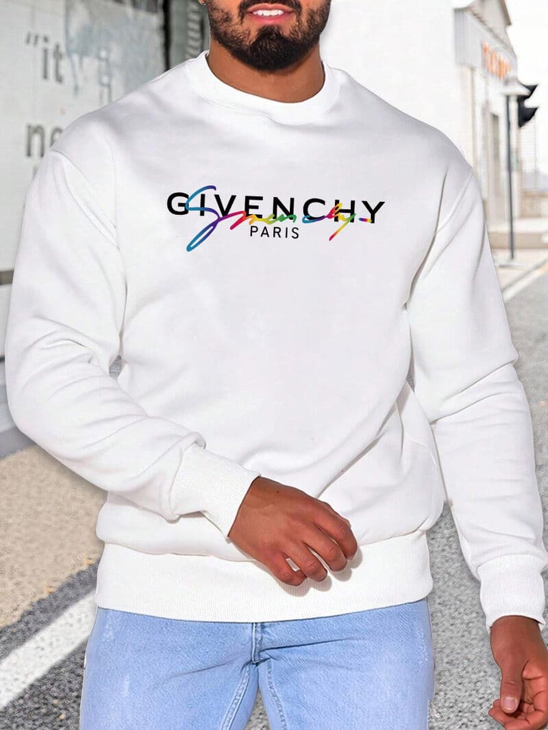 Sweat-shirt chaud à col rond pour hommes, couleur unie, imprimé, nouvelle collection automne et hiver 2024