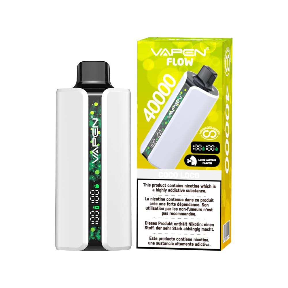 1 stylo vape jetable Vapen Flow 40 000 bouffées | Cigarette électronique fruitée 40 000 bouffées avec affichage numérique, vape longue durée