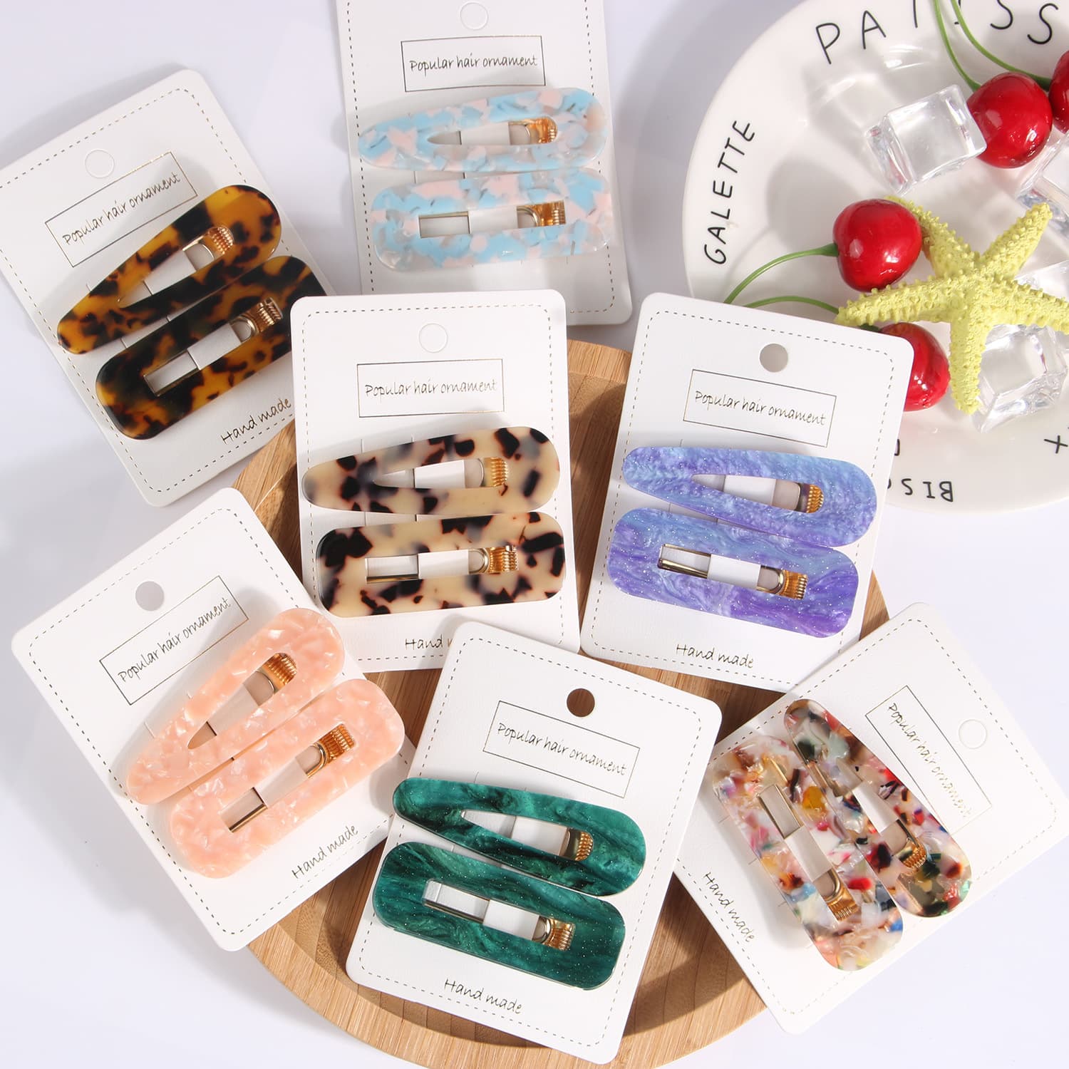 European and American simple fashion acetate sheet hairpin side clip set acrylic resin hair accessories two-piece set cross-border supply