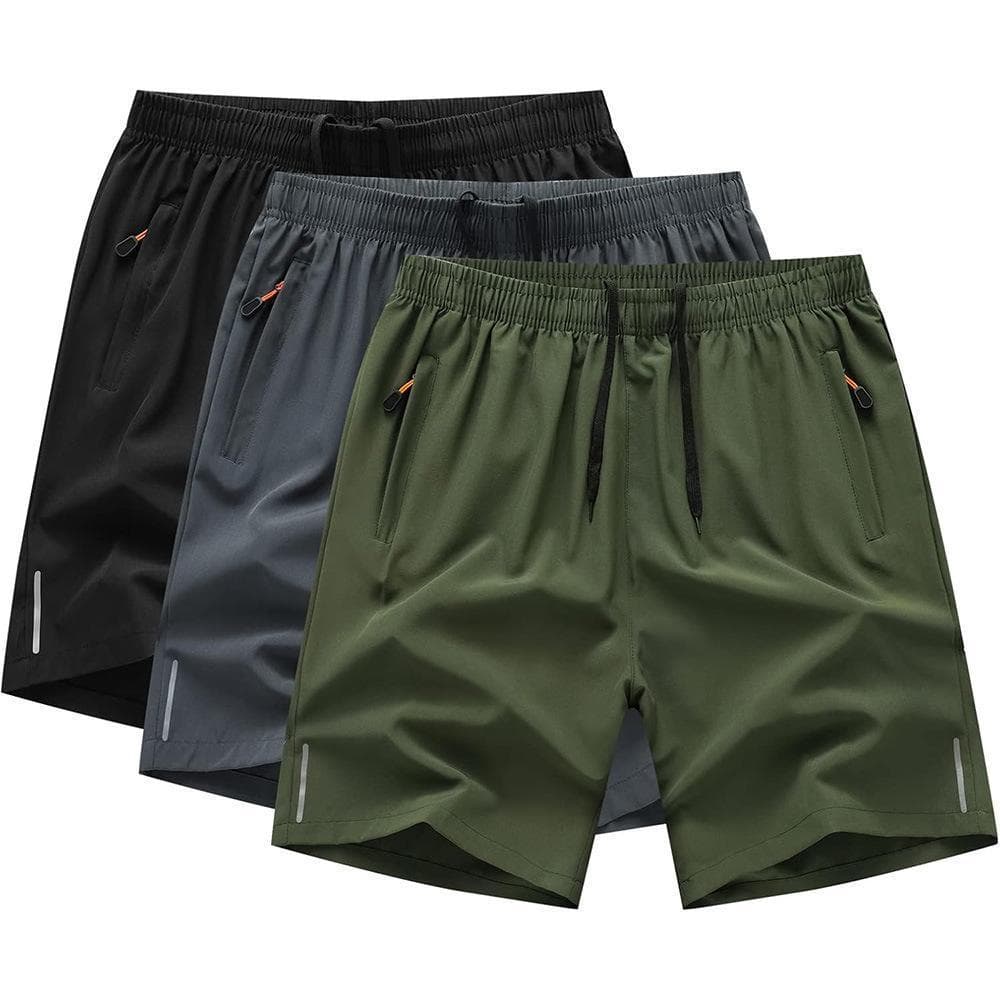 Men's Quick-Dry Running Shorts – Lightweight Polyester Beach Casual Shorts With Breathable Mesh Lining (Black, Navy, Olive, Khaki, Charcoal)