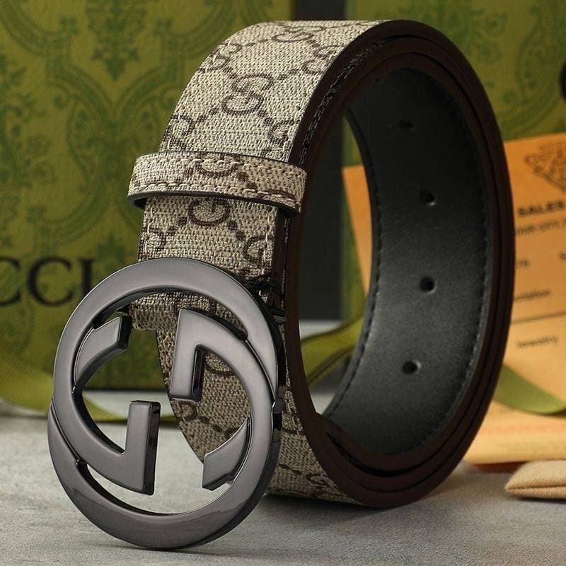 Ceinture en cuir à boucle double G classique pour homme, idéale pour les affaires et les déplacements, avec imprimé rétro et cuir de vachette r