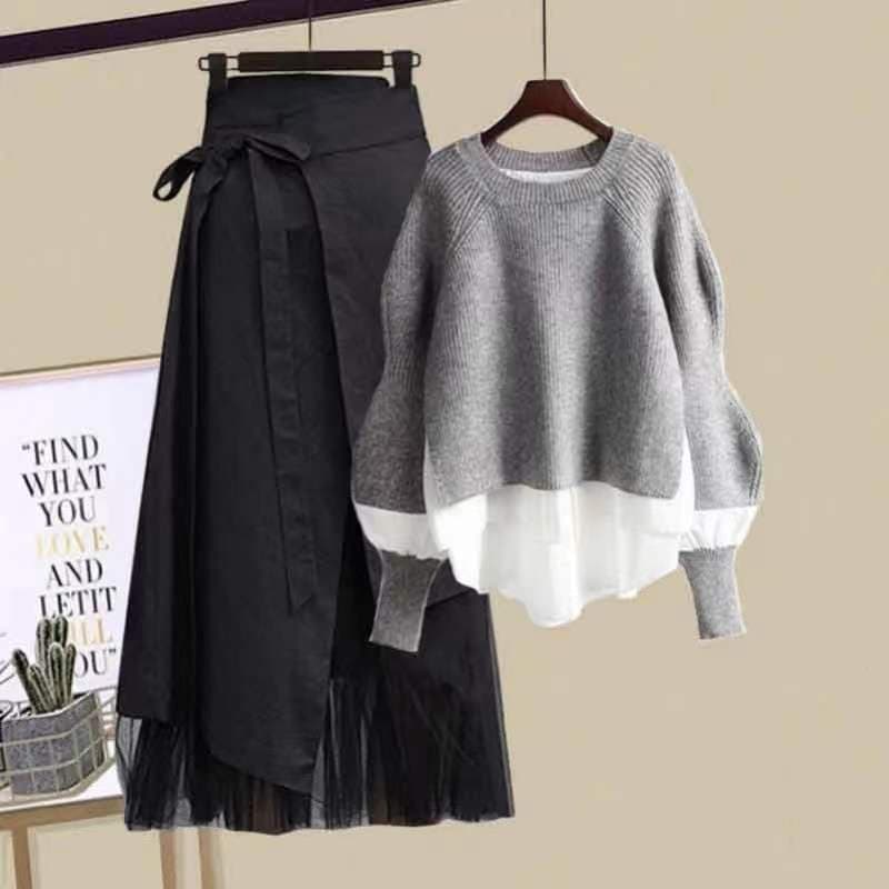 Women's Clothing autumn new suits for women stylish tops to cover belly and make you look thin and versatile dress two piece suit