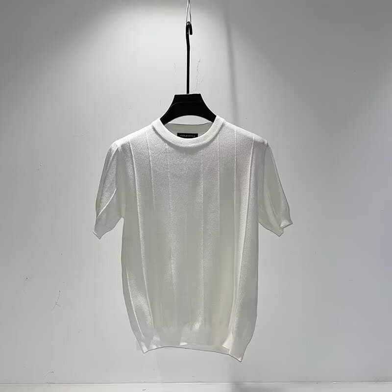 Men's Clothing 2024 Summer New Slim Ice Silk Knitted Round Neck Short Sleeve T shirt Men's T shirt Yuppie T shirt Men