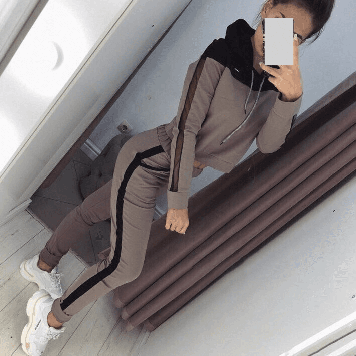 Women's Clothing autumn women's clothing with mesh splicing sweater suit two piece set