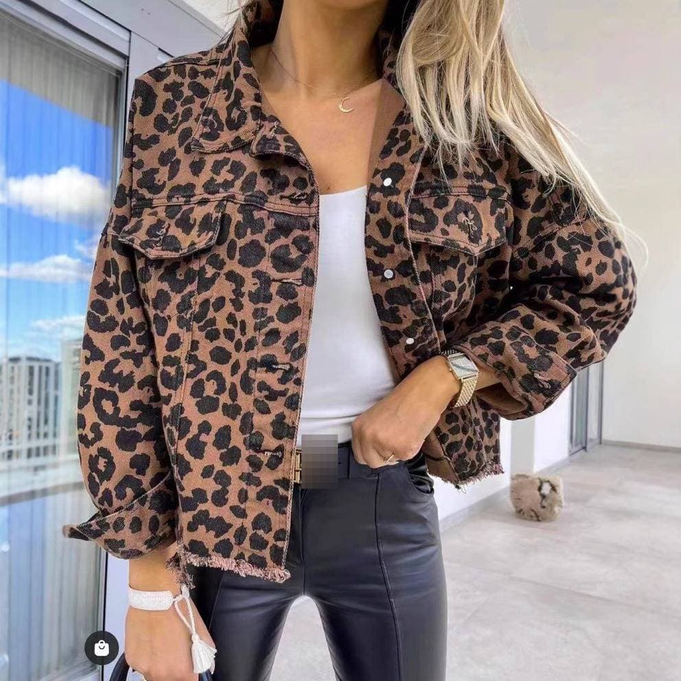 Women's Clothing ​​Fashionable Leopard Print Cotton Shirt - Relaxed Fit Long Sleeve Casual Blouse For Women (S/M/L/XL)​​