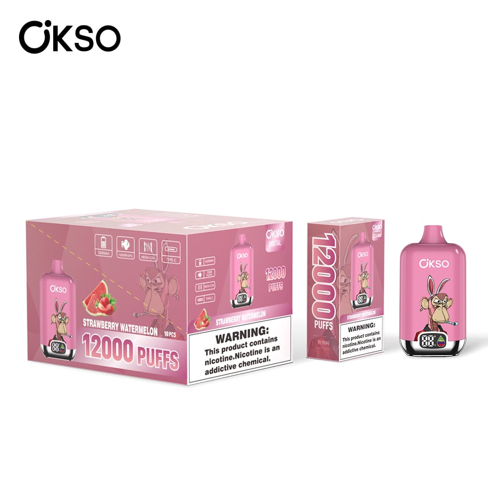 (Mise à niveau du produit ELF BOX 12 000 bouffées - 28 saveurs) Cigarette électronique jetable OKSO Digital 500 mAh, 12 000 bouffées, saveur fr