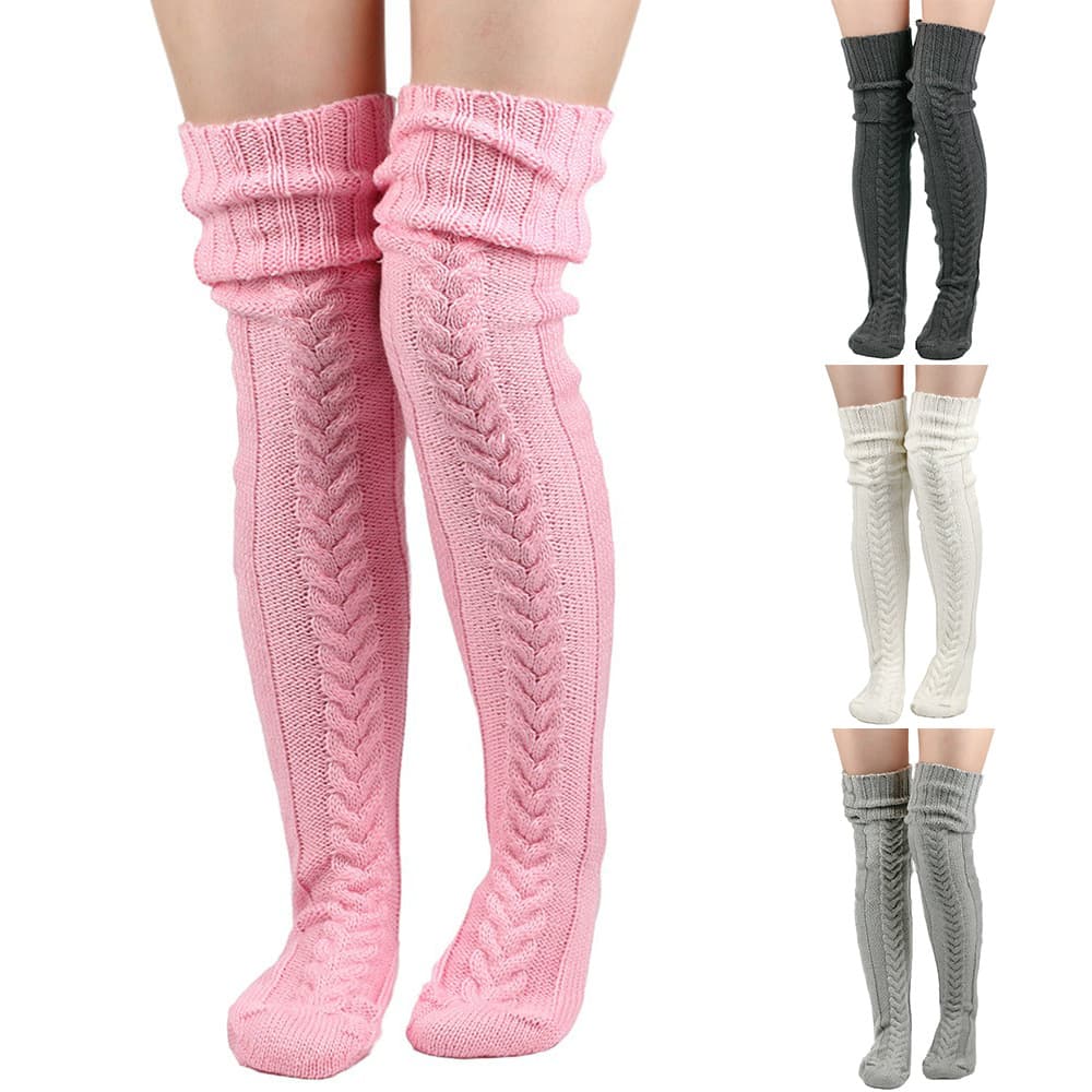 Unisex Over the knee pile socks thick wool floor socks for women's foot warmers knitted long over the knee socks