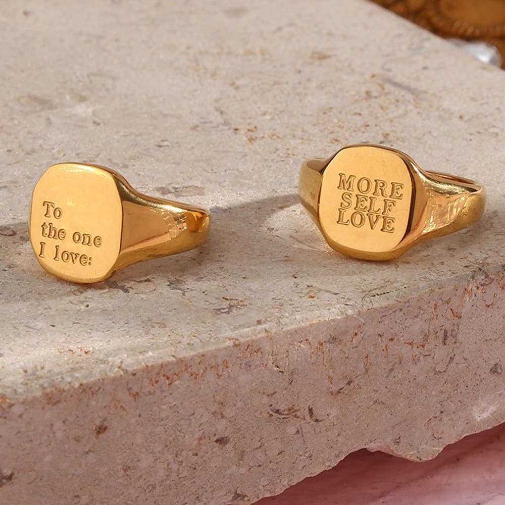 New INS Style English Letter Titanium Steel Electroplated Gold Color Ring Women's Jewelry