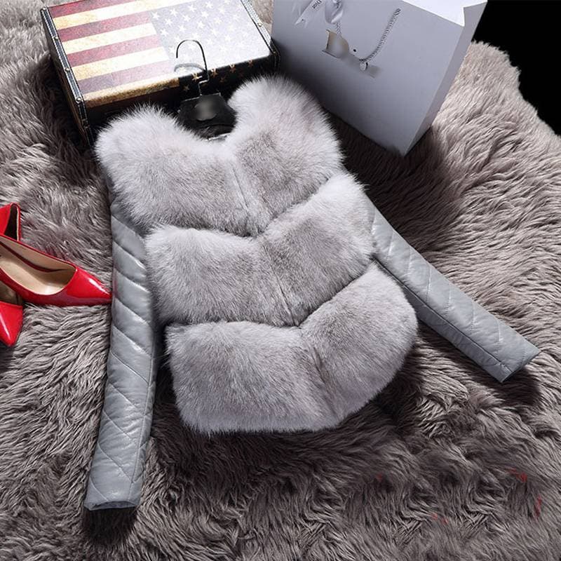 Women's Clothing Women's fashion rabbit hair removal long sleeve vest padded coat large size slimming