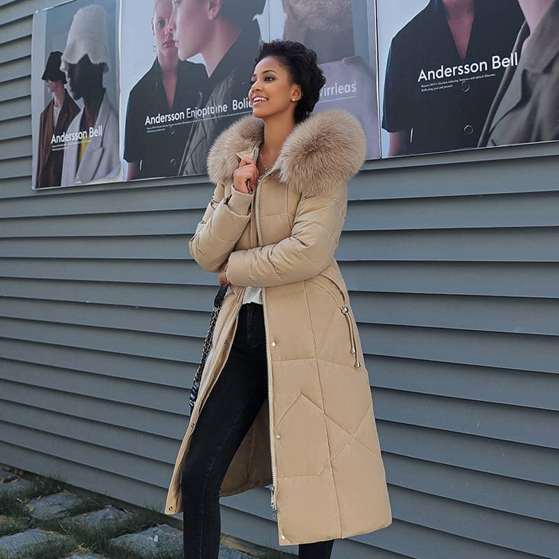 Women's Clothing Cotton Coat For Women New Winter Style Style Fashionable Waist Slimming Thickening And Lengthening Style Over The Knee Large