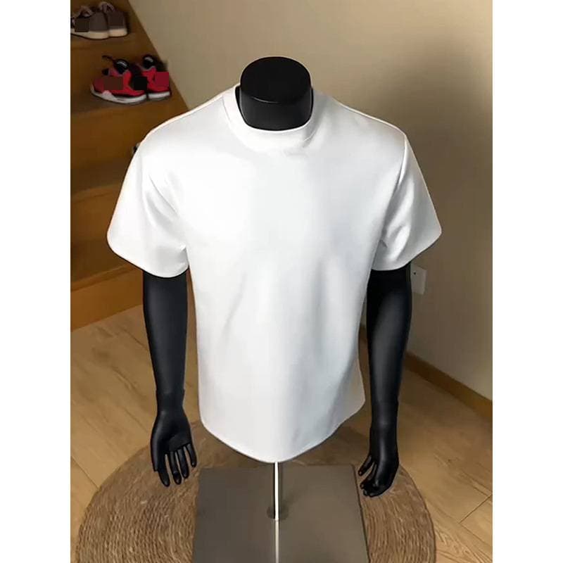 Men's Clothing White T Shirt For Men, Summer Short Sleeved Pure Cotton Heavyweight Fitness Short Sleeved Shirt.