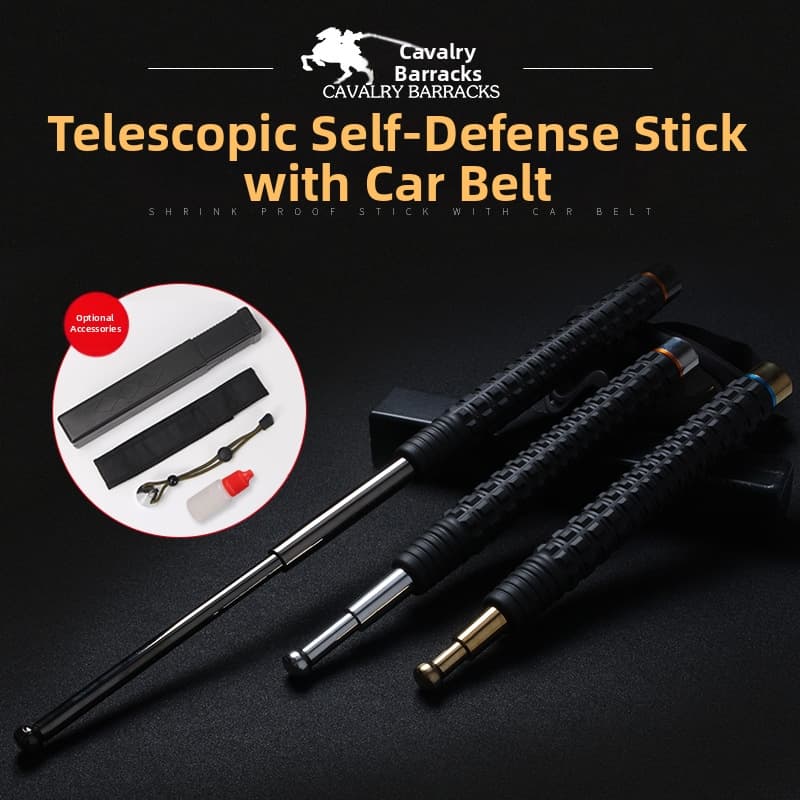 Telescopic Baton Three Section Hummer Extended Whip like Self Defense Weapon for Vehicle Mounted Rubber Handle