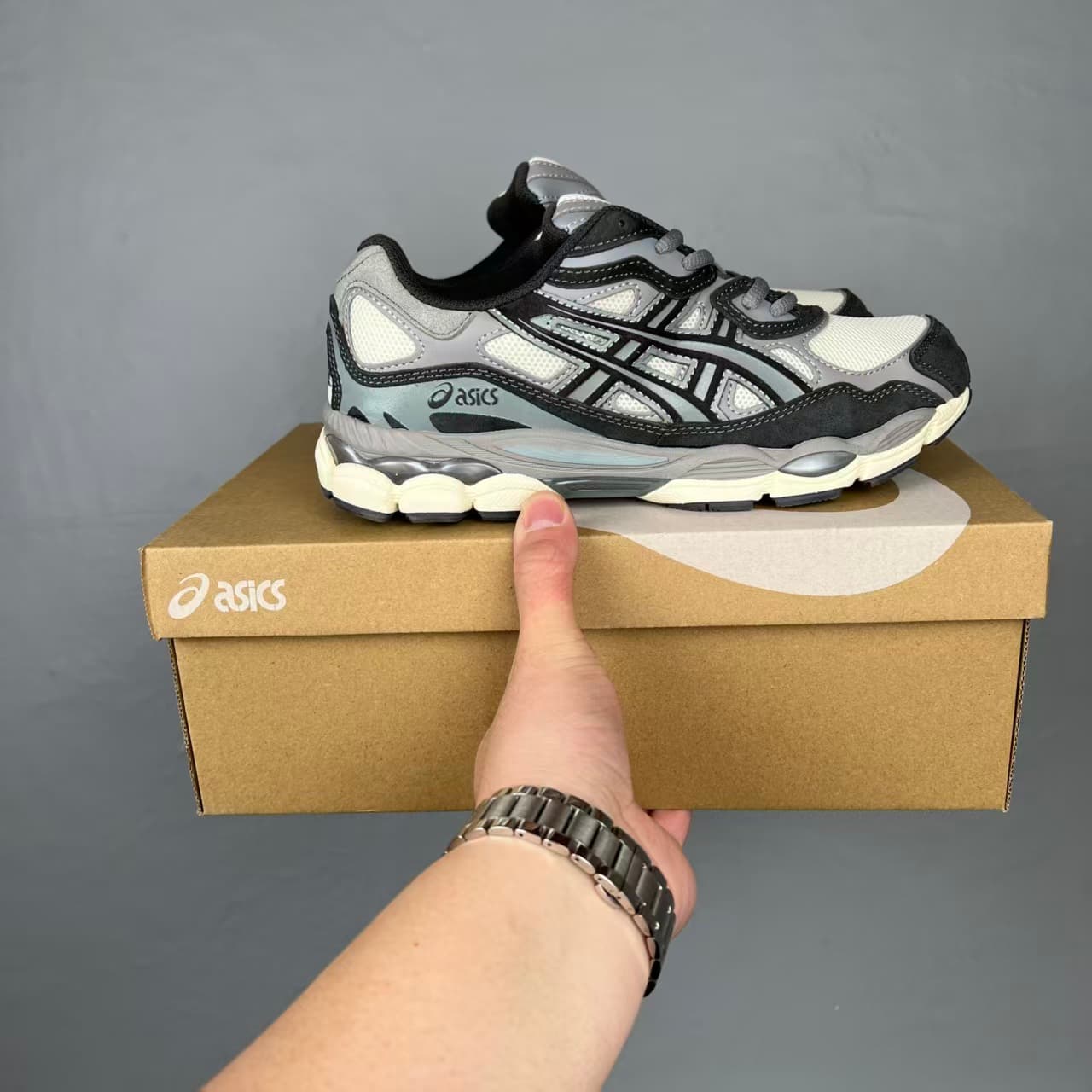 GEL_NYC Pure Original Nouveau Style Chaussures de course basses bleues en maille patchwork résistante à l'usure, respirantes et amortissantes.
