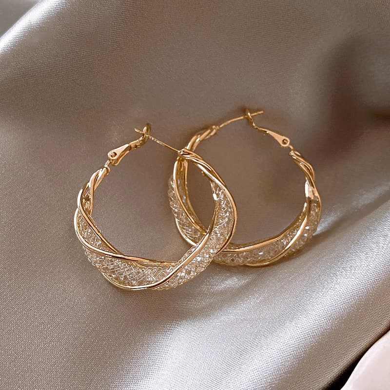 Silver Needle Round Metal Winding Ear Ring Niche Fashion Design Earrings Personality Light Luxury High-end Earrings