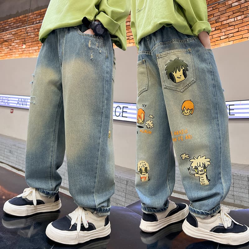 Boys' pants spring 2024 new style, suitable for middle-aged and large children, boys' autumn clothing, children's