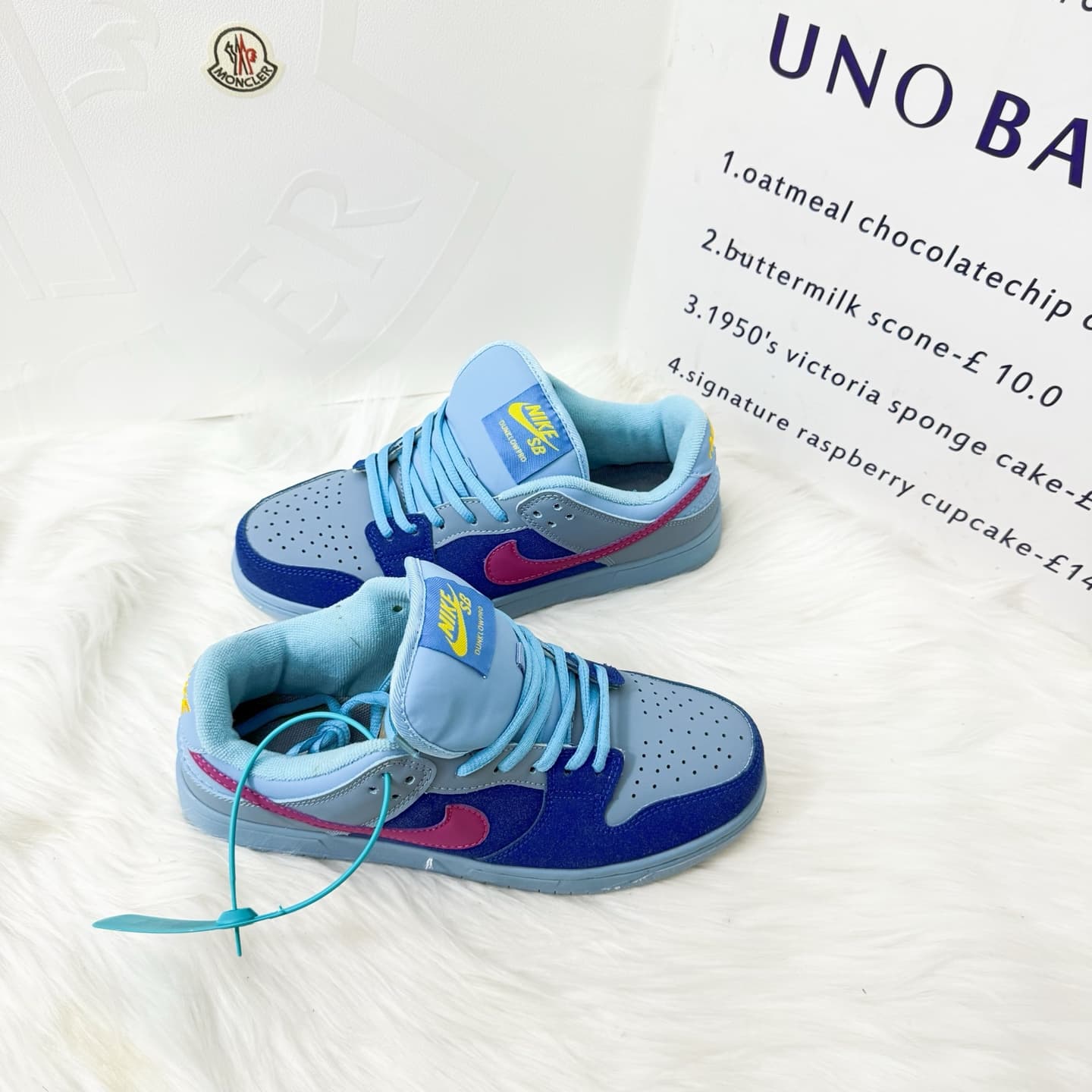 Chaussures de skate basses NIKE bleu clair et violettes, baskets décontractées pour hommes et femmes avec Swoosh rose, chaussures de streetwear res