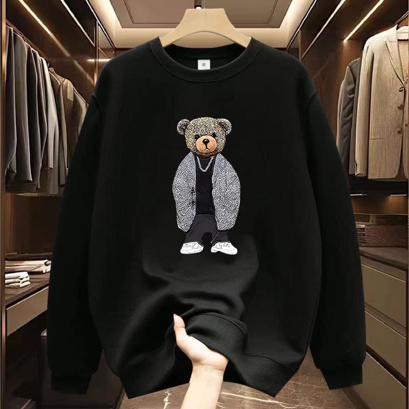 Men's Clothing High Street Printed Long Sleeved Sweatshirt Spring Heavy Round Neck Casual Top Jacket