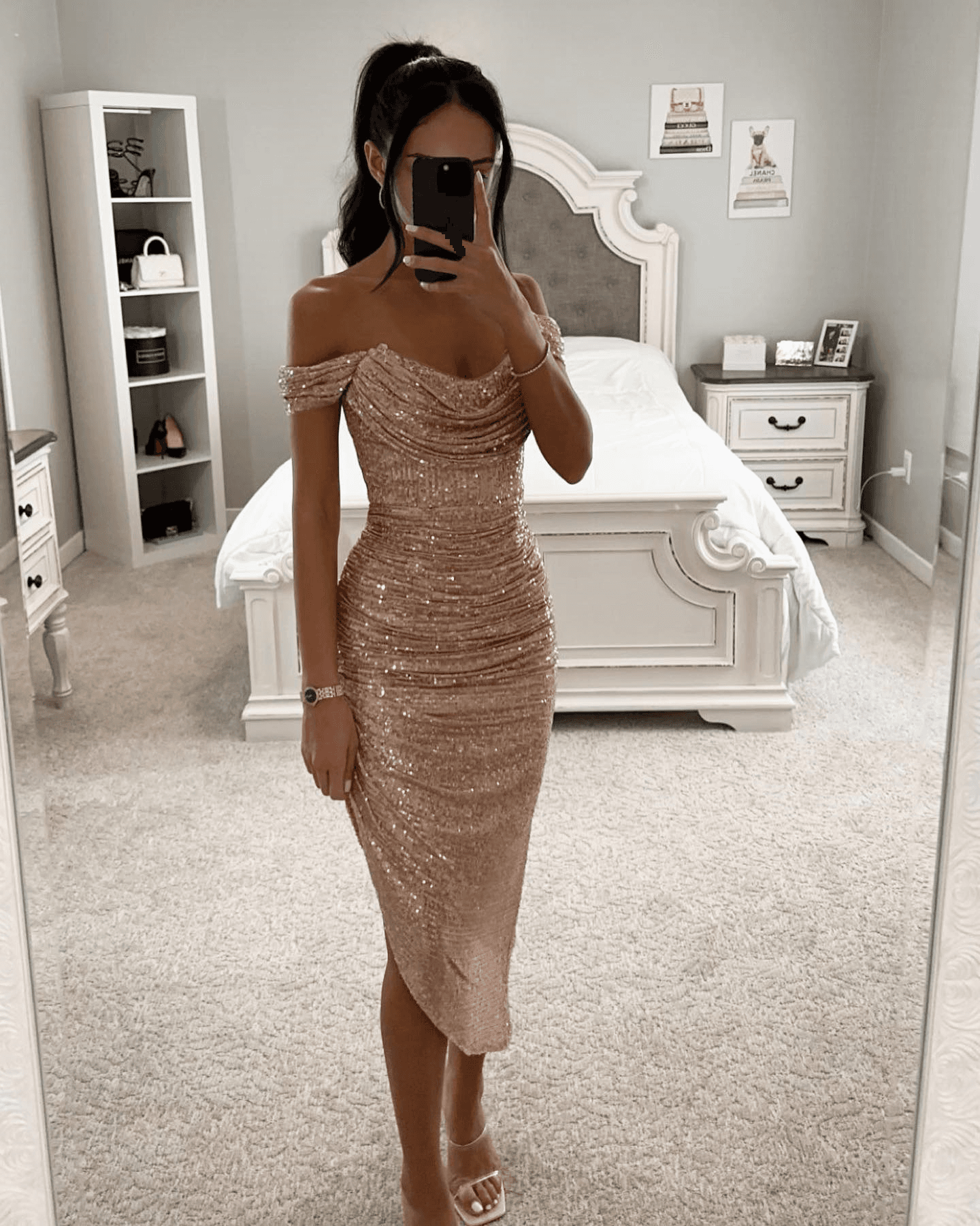 Women's Clothing spring and autumn new sequin dress casual fashion party zipper women's dress