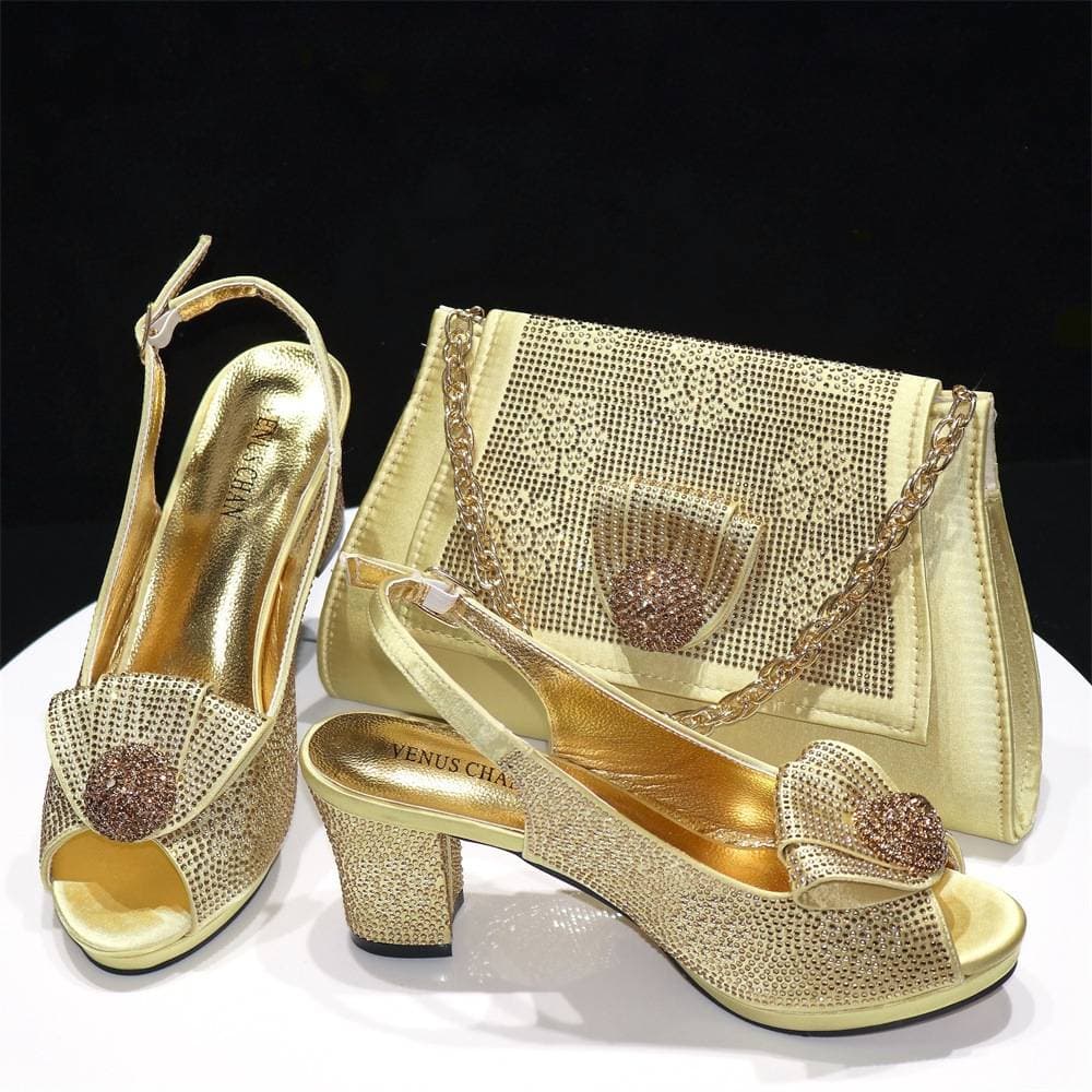 Women's Peep-Toe Sandals & Clutch Bag Set - Matching Evening Wear Accessories For Special Occasions​