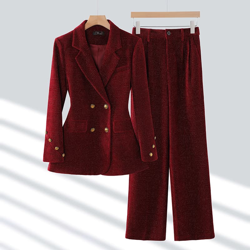 Women's Clothing Brown Suit For Women Autumn New High End Slim Fit Formal Wear Corduroy Suit Professional Wear