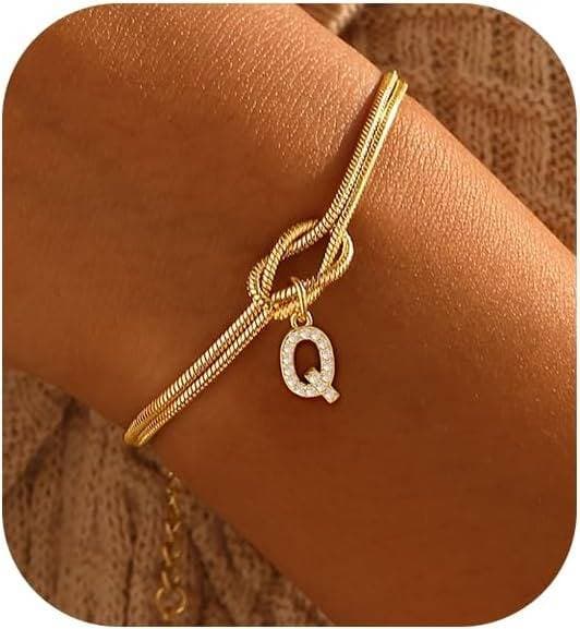 Bracelet en zircon avec 26 lettres, tendance, nœud concentrique, rond, en os de serpent, pour couple, amitié, bijoux de main