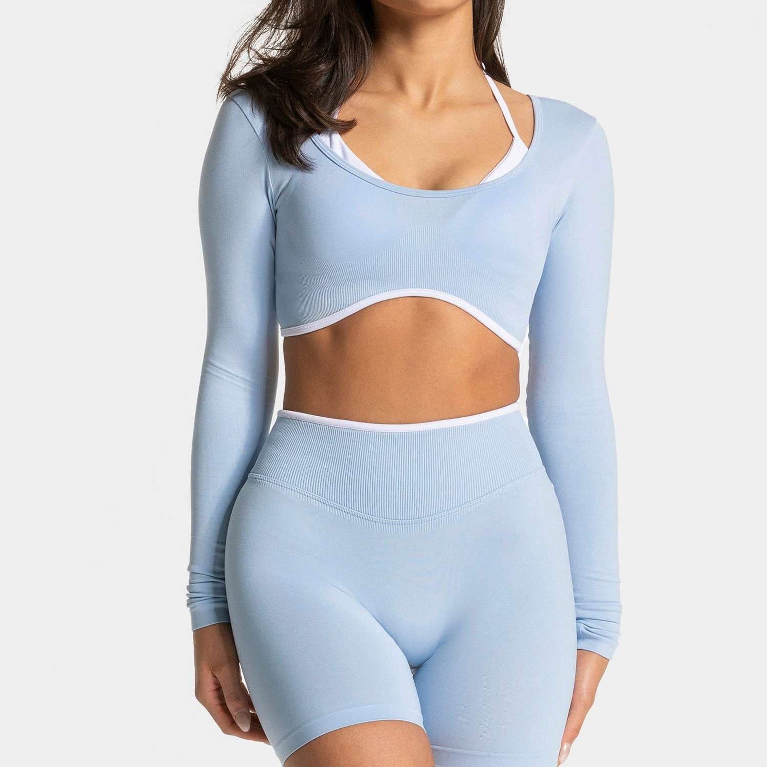 TEVEO Color Block Sports Suit Women's Color Block Backless Fitted Yoga Top