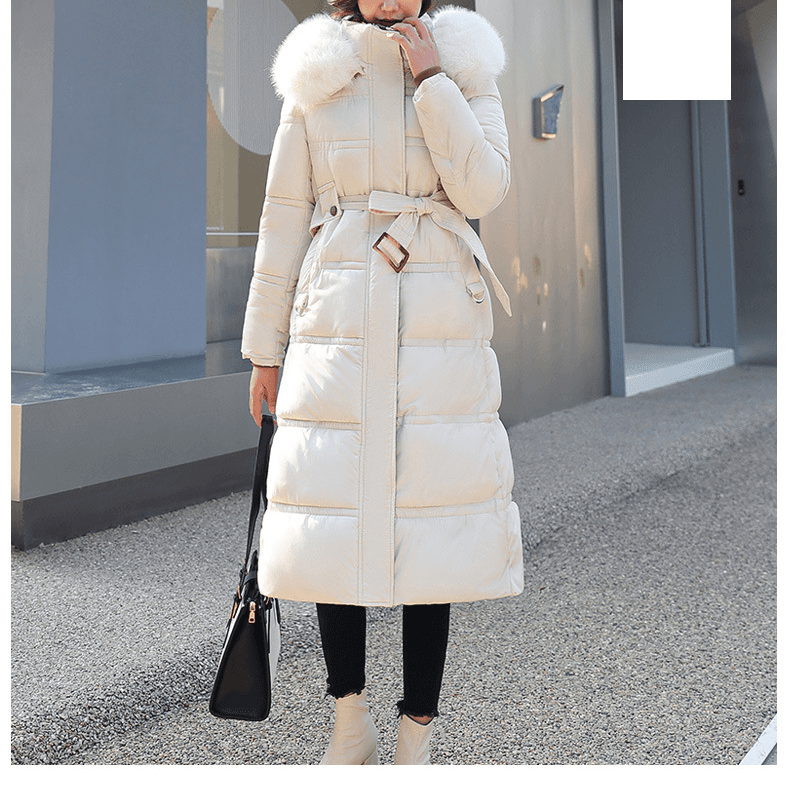 Women's Warm Jacket Padded Jacket Women's Long Over The Knee Large Fur Collar Padded Jacket Thick Loose Large Size Padded Jacket