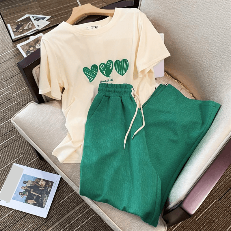 Women's Clothing Casual sports suit for women summer thin 2023 new style fashionable age-reducing stylish wide-leg pants two-piece suit