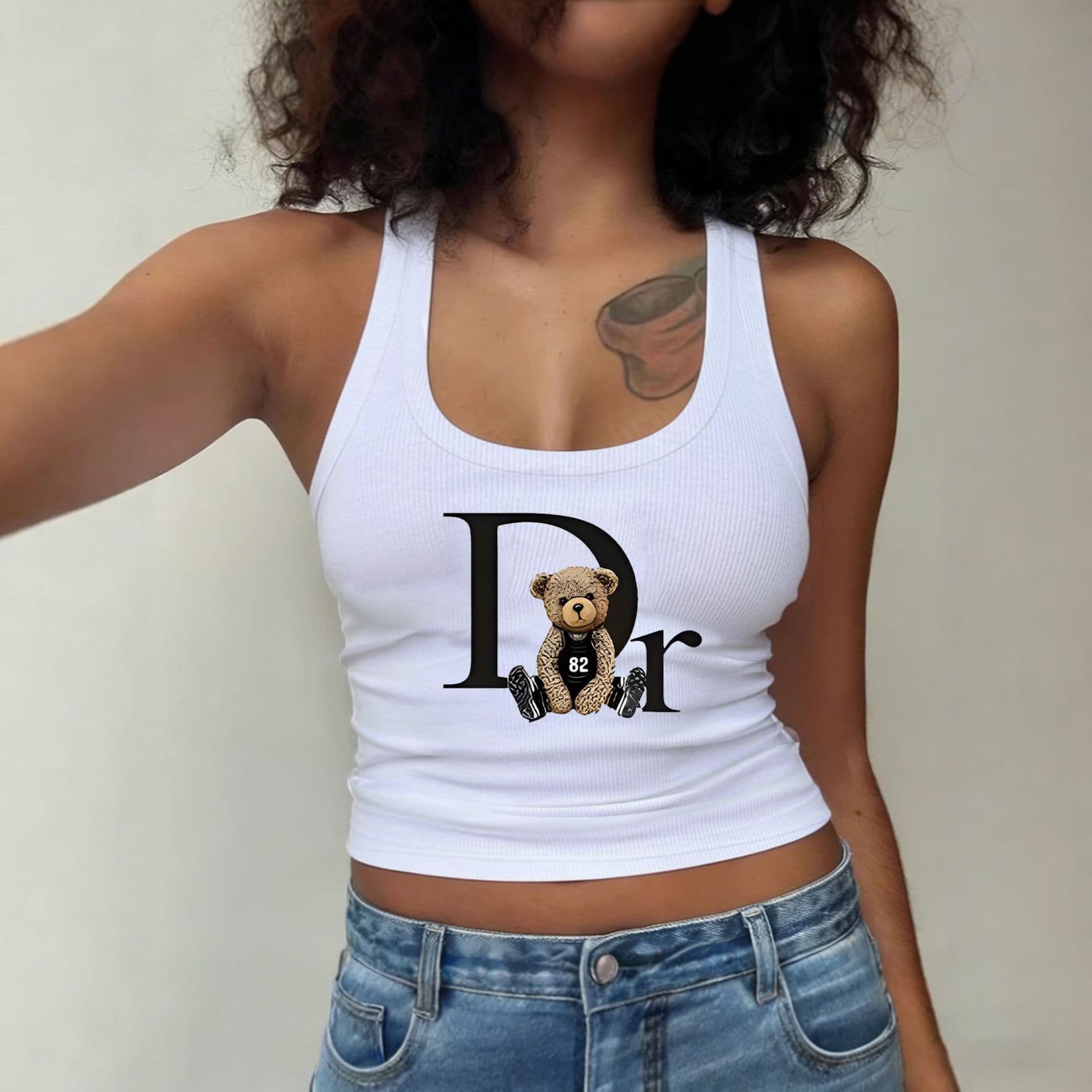 Design Sexy Hot Girl Ribbon Tie Fishbone Camisole