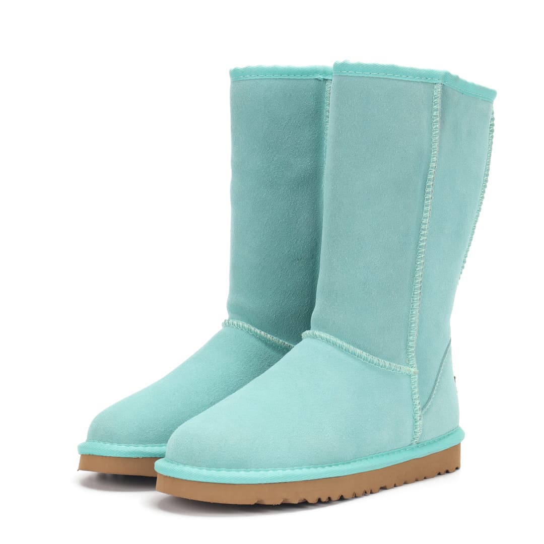Bottes de neige montantes classiques automne/hiver en cuir véritable à tige droite pour femmes et hommes