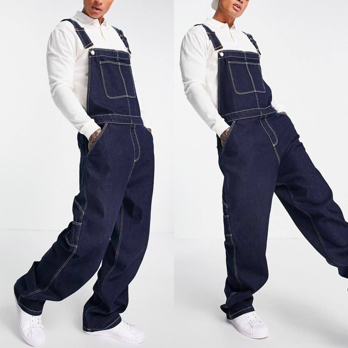 Men's Clothing Denim Overalls Loose Men's Denim Overalls Ripped Jeans Popular Suspenders