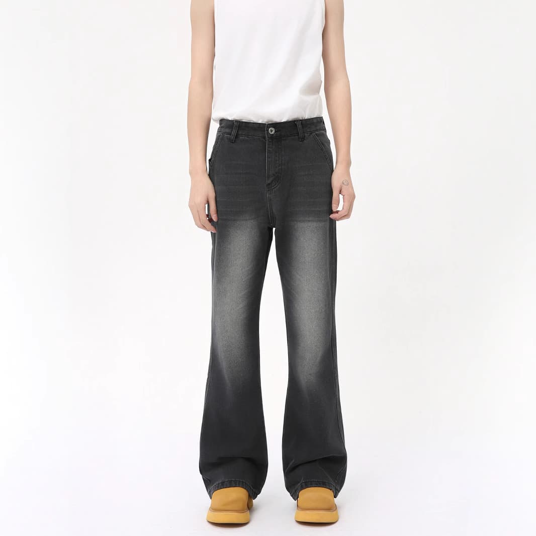 Men's Clothing Retro Washed Flared Jeans For Men High Street Trendy Brand Loose Straight Leg Versatile Wide Leg Pants